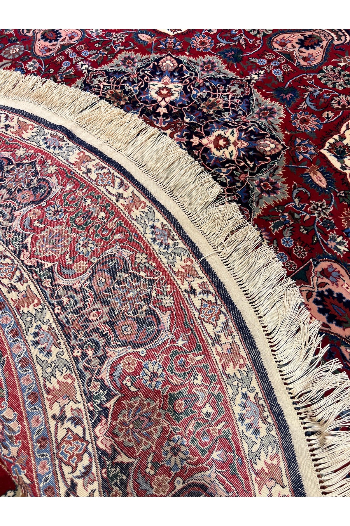 RD RAMAZAN DAG Hand Rug Art Hand-Woven Iranian Isfahan Rug Wool Blend Premium Quality Size 215x215 - MALLTURK