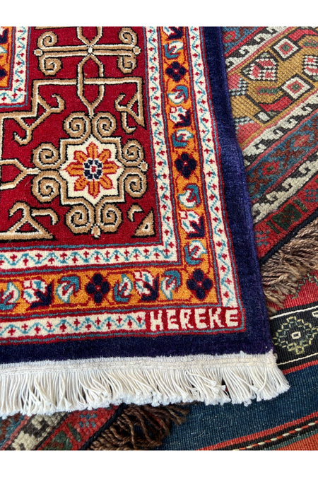 RD RAMAZAN DAG Hand Rug Art Hand-Woven Sumerbank Hereke Rug Premium Quality Kafkas Design Navy Color Size 417x300 - MALLTURK