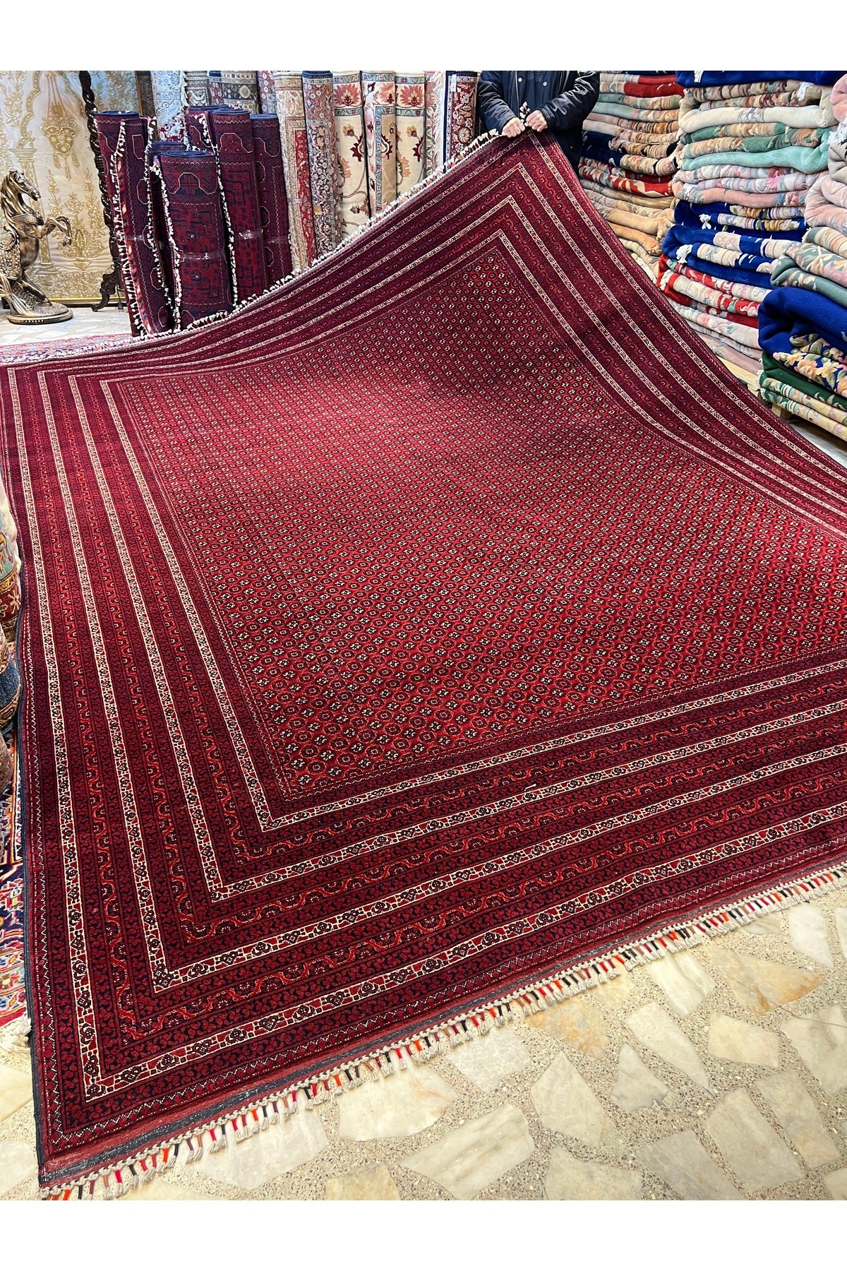 RD RAMAZAN DAG Hand Rug Art Hand-Woven Afgan Haca Roshnai Rug Premium Quality Size 390x300 - MALLTURK