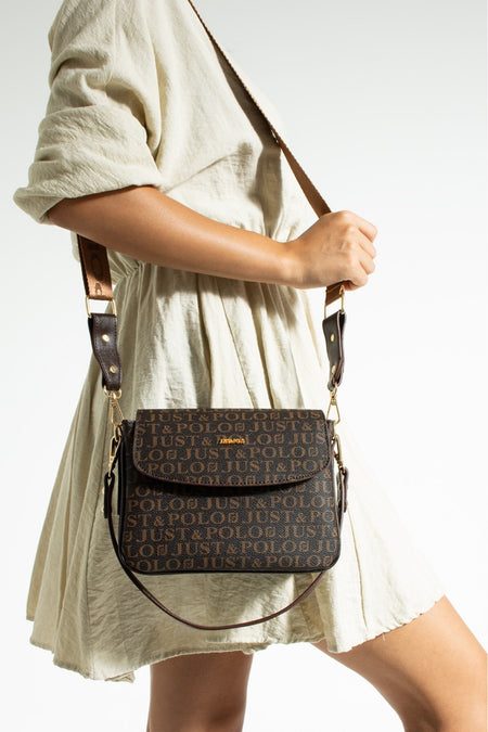 Just Polo Brown Women's Three-Compartment Shoulder Bag and Wallet Set - MALLTURK