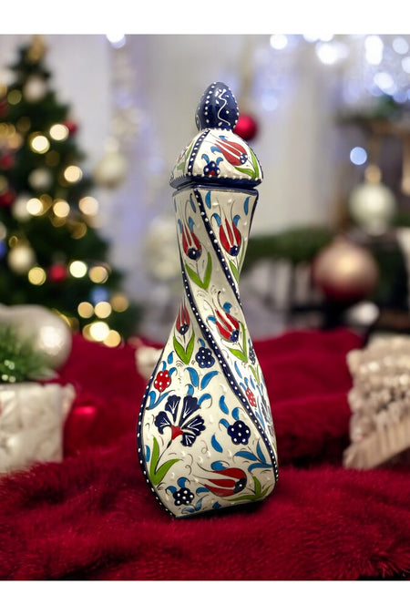 STORESZA Ottoman Elegance: Handmade Ceramic Vase with Lid (30 cm) - MALLTURK