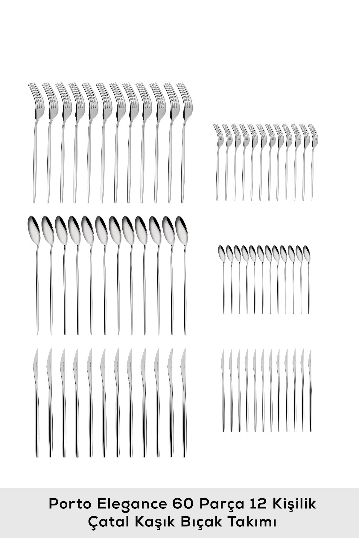 Karaca new porto elegance 60 Piece 12 Place Setting Flatware Set - MALLTURK