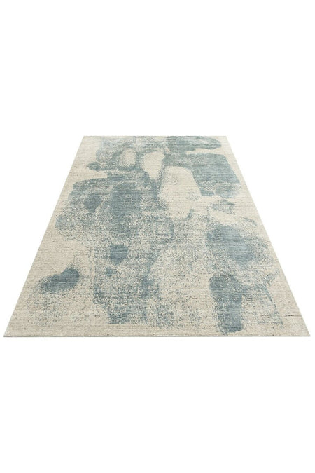Kalesta Rug Grace Beige Blue, Self-Patterned Pattern Wool, Viscose and Cotton Blend Pattern Elegant Living Room Rug - MALLTURK