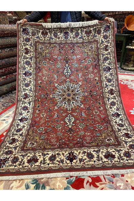 RD RAMAZAN DAG Hand Rug Art Hand-Woven Iranian Isfahan Signed Rug Exceptional Bir Sanat Eseri Size 200x35 - MALLTURK