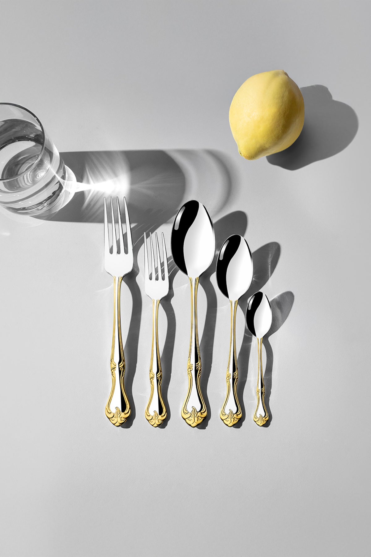 Nehir lalezar altin Plain 6 Place Setting 30 Piece Boxed Fork Spoon Set - MALLTURK