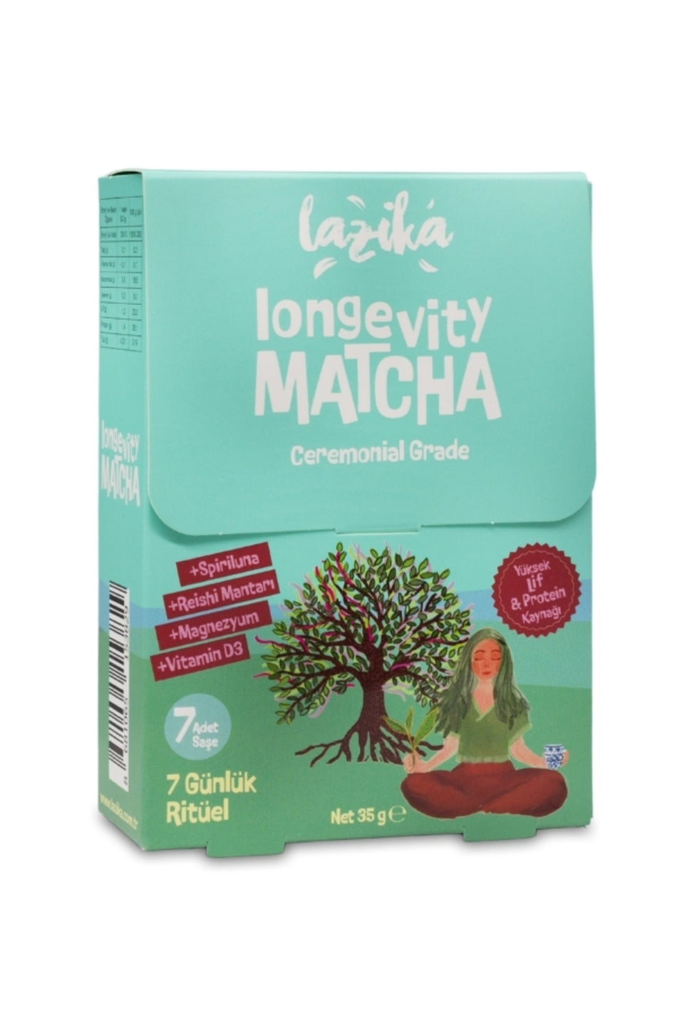 LAZIKA Ritual Matcha 7 Sachets (35 g) - Ceremonial Matcha, Natural Flavor, MPC80 Milk Protein, Chicory Fiber - MALLTURK