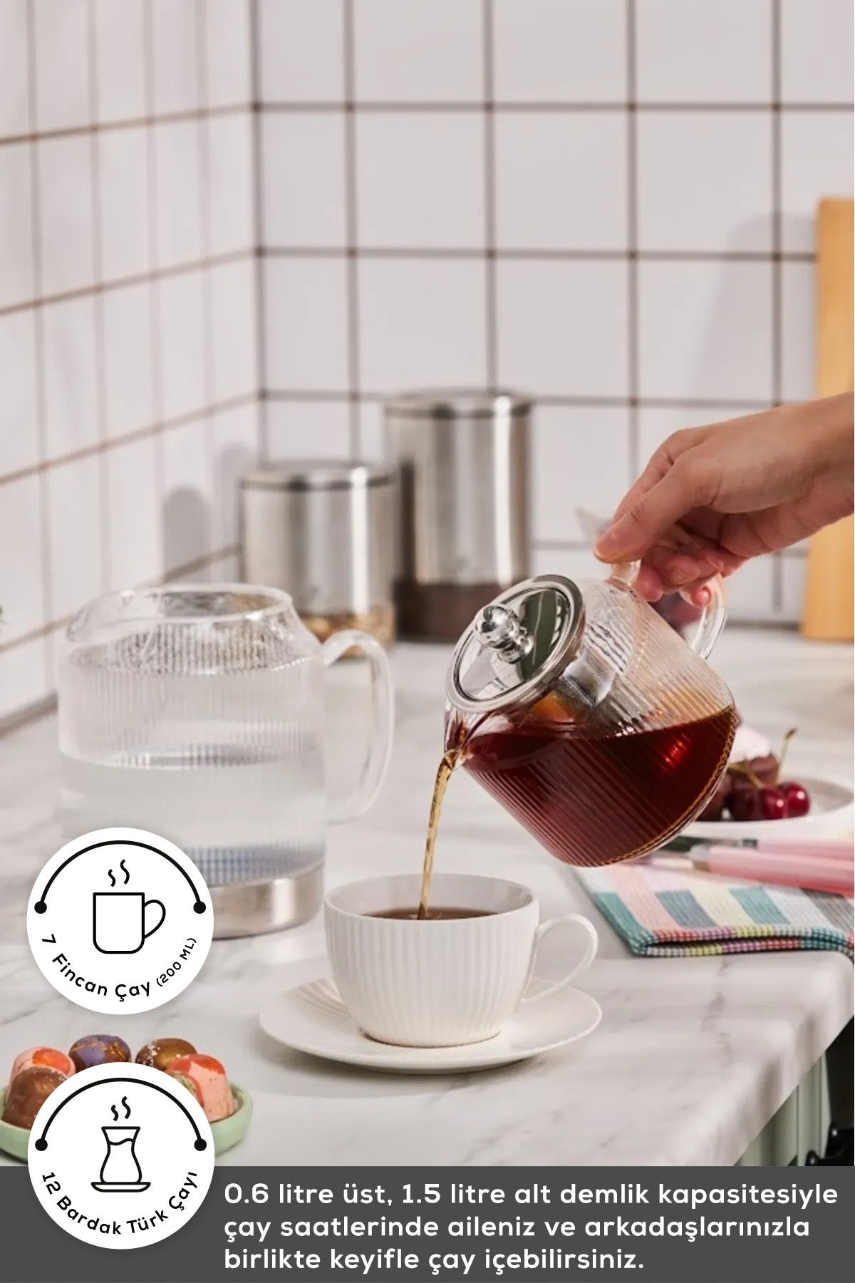 Karaca Kelly induction Base Borosilicate Glass Midi Teapot - MALLTURK