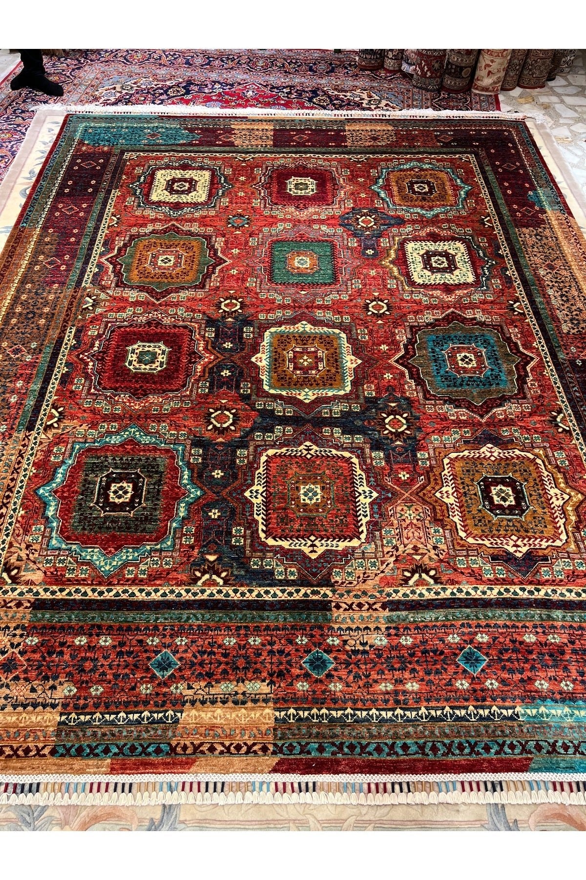 RD RAMAZAN DAG Hand Rug Art Hand-Woven Afgan Memluk Rug Size 302x252 - MALLTURK