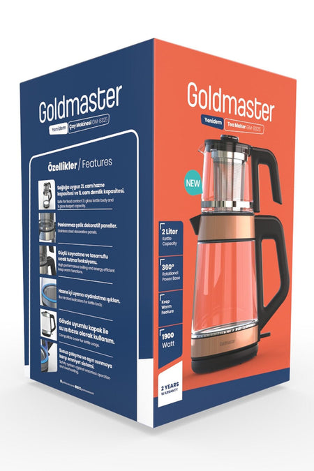 GoldMaster Yenidem GM-8325 Rose Gold 1900W Glass Tea Maker - MALLTURK