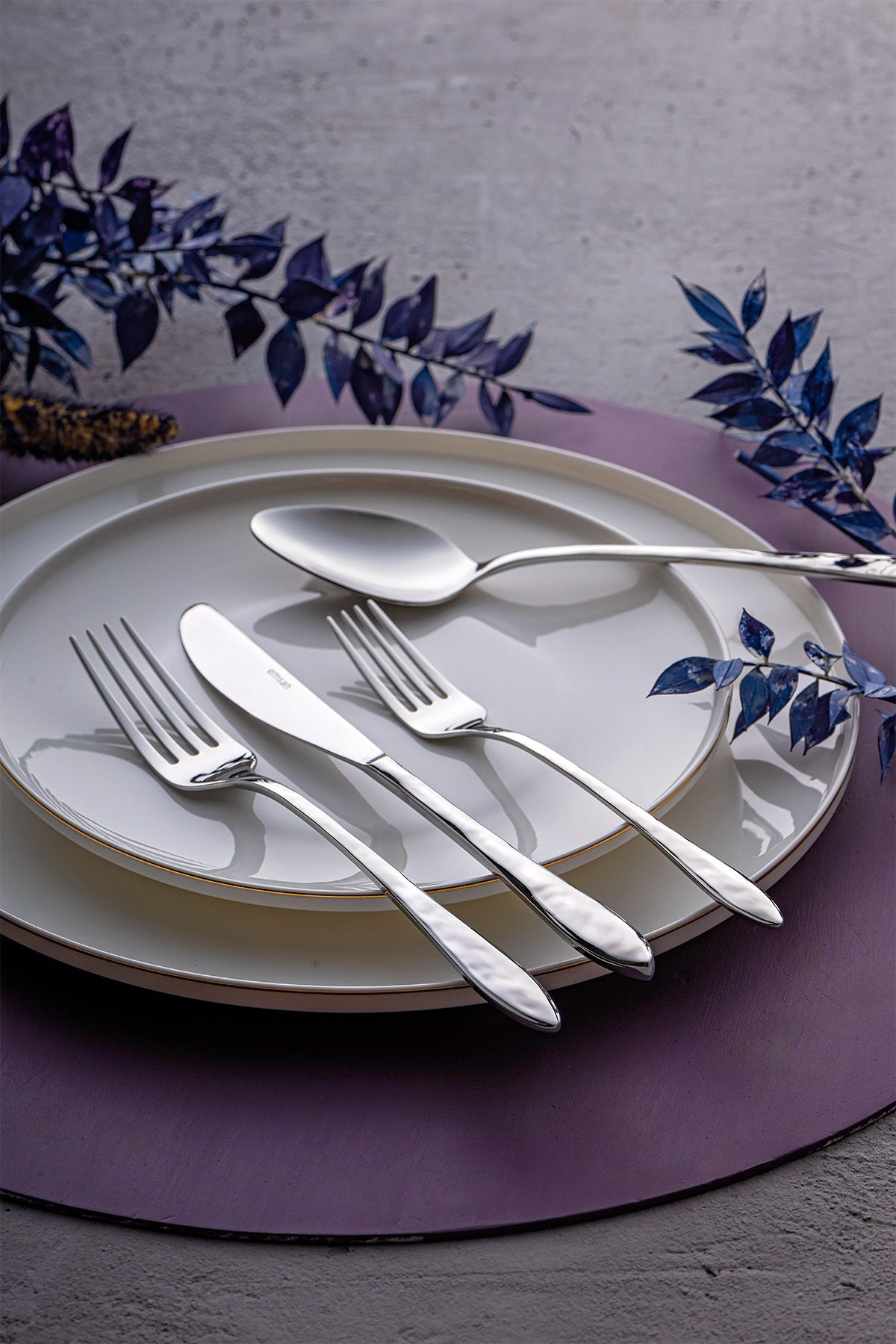 Emsan akasya 24 Piece 6 Place Setting Boxed Flatware Set - MALLTURK