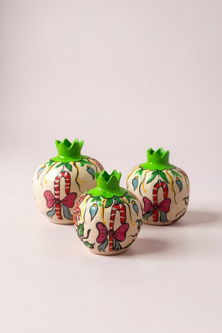STORESZA New Year Special Collection Handmade Decorative Pomegranate Set - 3-Piece New Year Decor - MALLTURK