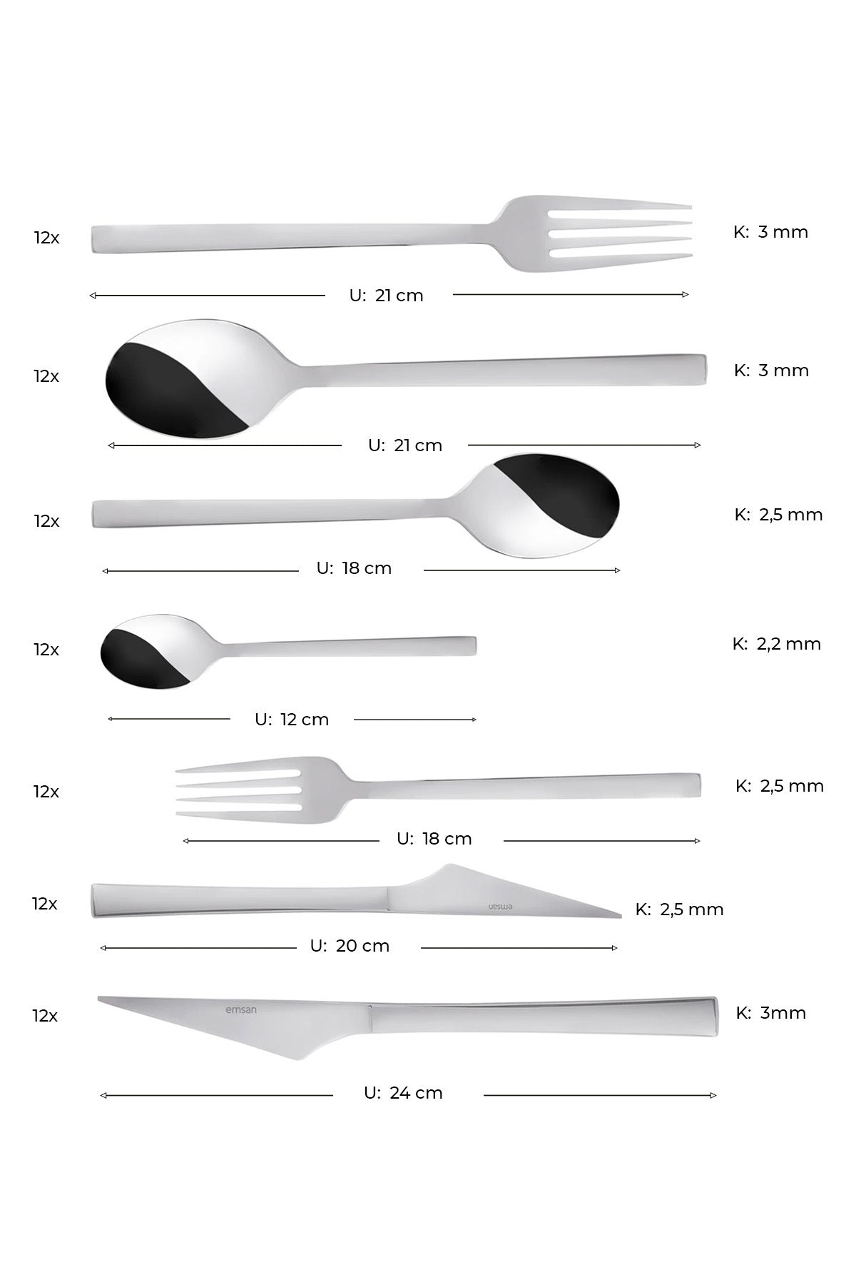 Emsan sedir elegance 84 Piece 12 Place Setting Flatware Set Boxed - MALLTURK