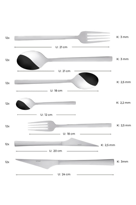 Emsan sedir elegance 84 Piece 12 Place Setting Flatware Set Boxed - MALLTURK