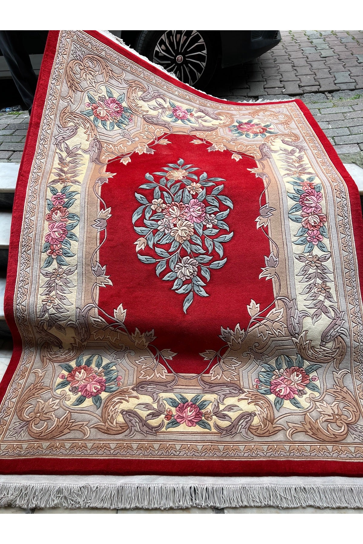 RD RAMAZAN DAG Hand Rug Art Hand-Woven Embossed Chinese Rug Premium Quality Wool Weave Red Color Size 240x170 - MALLTURK