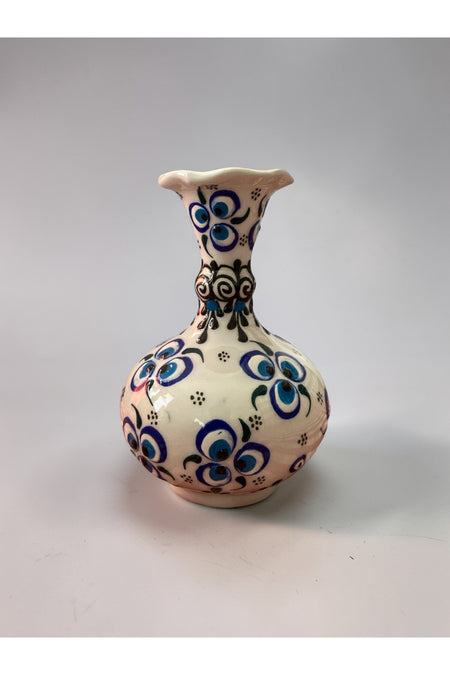 YOOS Handmade Evil Eye Embroidered Triple Lettuce White Ceramic Vase Set (30cm-20cm-15cm) - MALLTURK