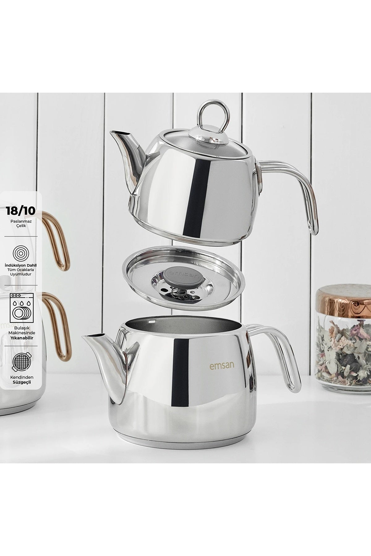 Emsan Soft Midi induction Base Teapot Set 1.0-1.8Lt - MALLTURK