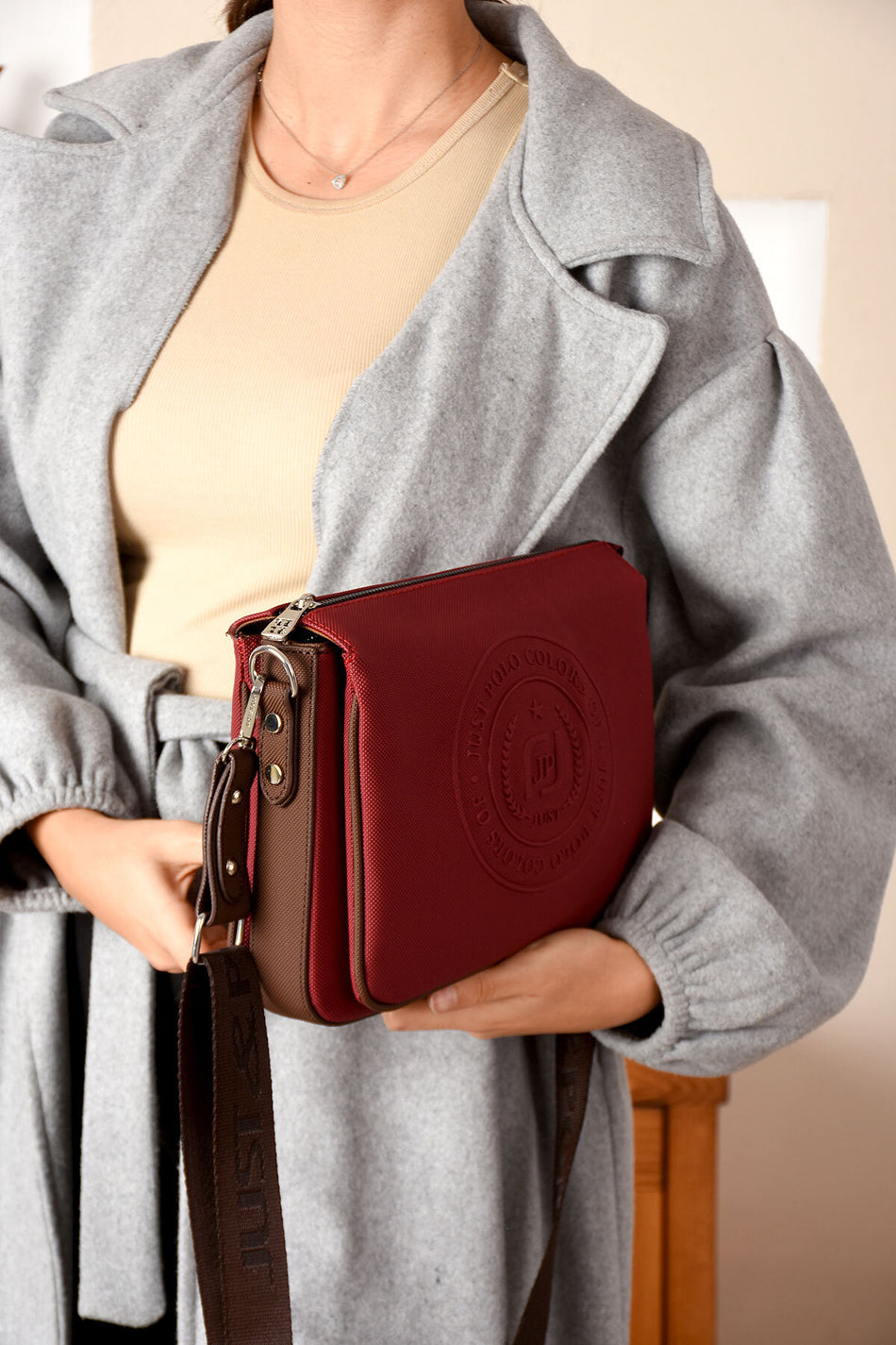 Just Polo Brown Thick Strap Women's Shoulder and Messenger Bag 6006 - MALLTURK