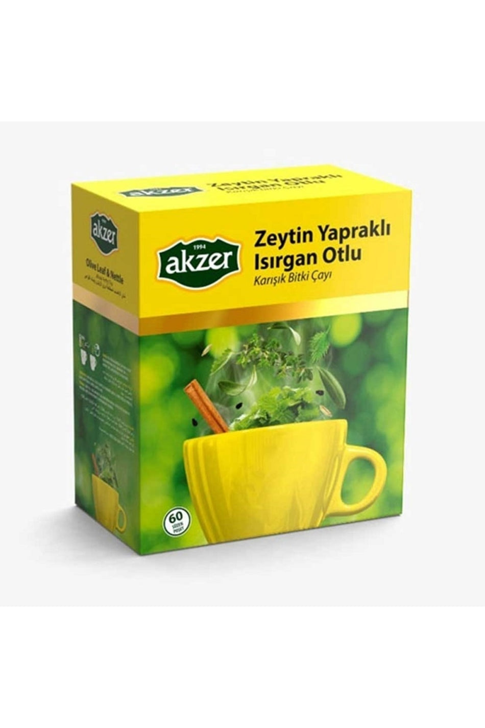 Tisana mista Akzer con foglie di ulivo e ortica, 60 bustine filtro
