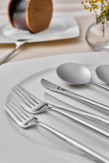 Karaca jupiter 84 Piece 12 Place Setting premium Boxed Flatware Set platin - MALLTURK