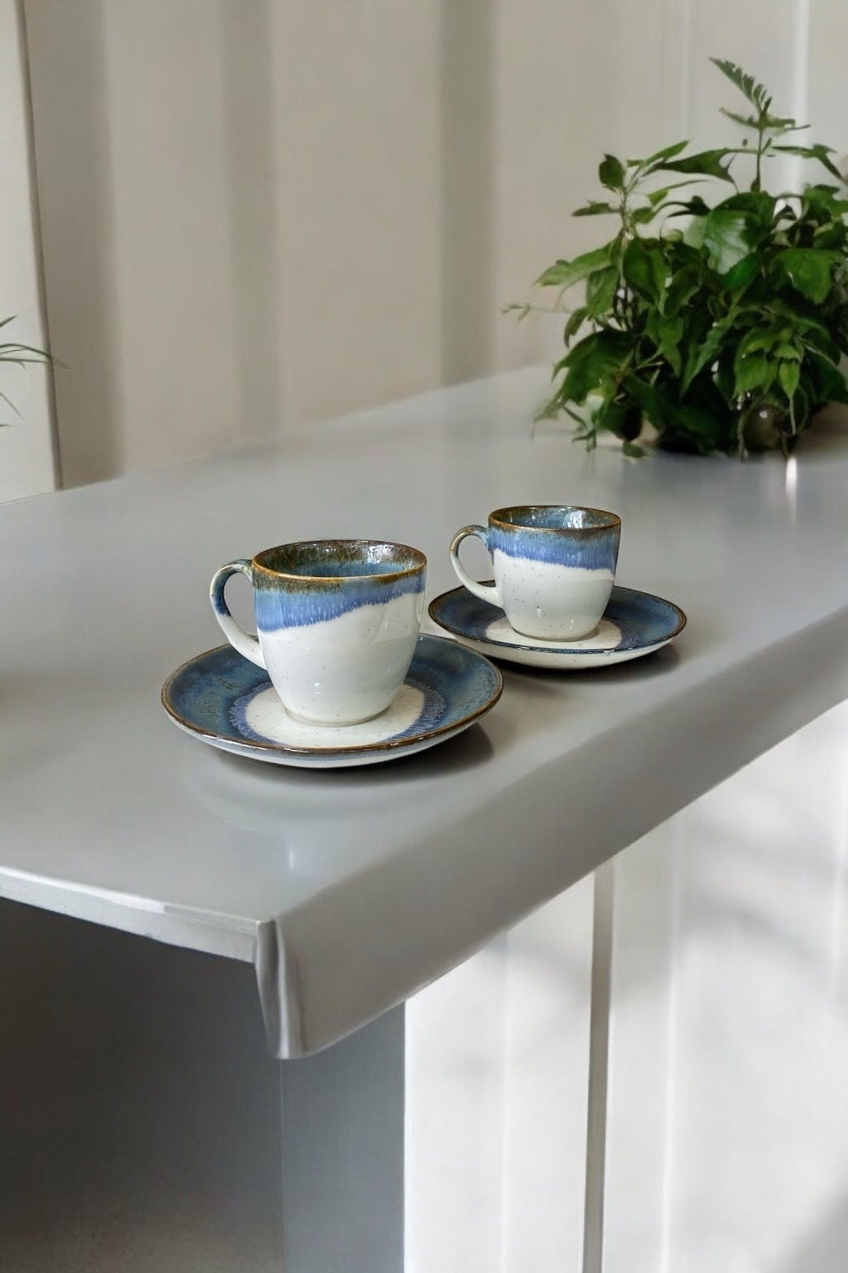 Eporselen Ocean 2-Person 4-Piece Porcelain Coffee Cup Set Blue - MALLTURK
