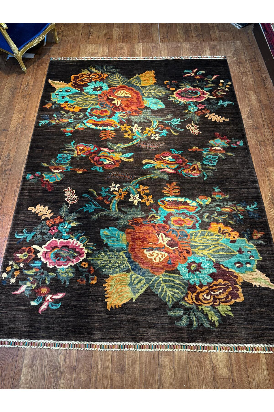 Silk Karabakh Pattern Handwoven Afghan Rug - MALLTURK