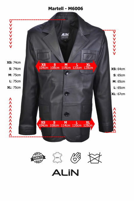 ALIN Martell Men's Genuine Leather Blazer Leather Jacket Brown - MALLTURK