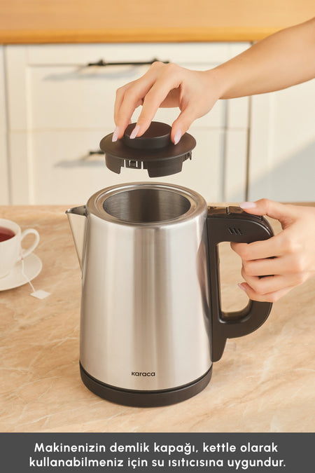 Karaca Tea Break 2 in 1 Stainless Steel Water Kettle Tea Maker inox Black - MALLTURK