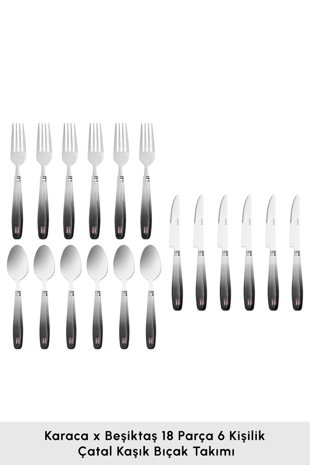 Karaca x besiktas lisansli 18 Piece 6 Place Setting Flatware Set - MALLTURK