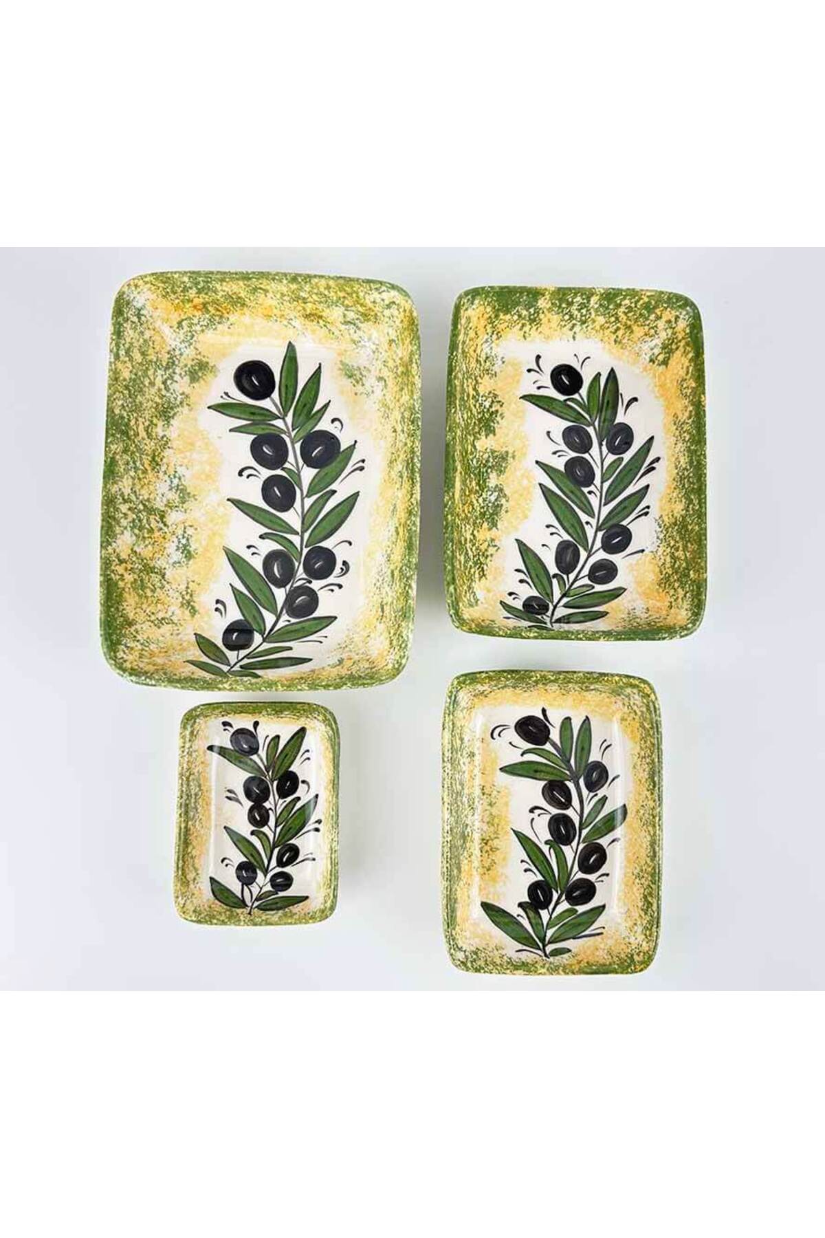 Cini Evi Olive Branch Patterned 4-Piece Serving Bowl Set - MALLTURK