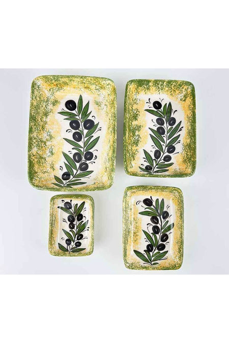Cini Evi Olive Branch Patterned 4-Piece Serving Bowl Set - MALLTURK