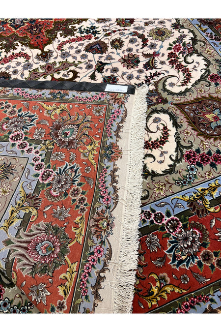 RD RAMAZAN DAG Hand Rug Art Hand-Woven Iranian Tabriz Rug Silk Fringe with Silk Weave Premium Quality Size 300x200