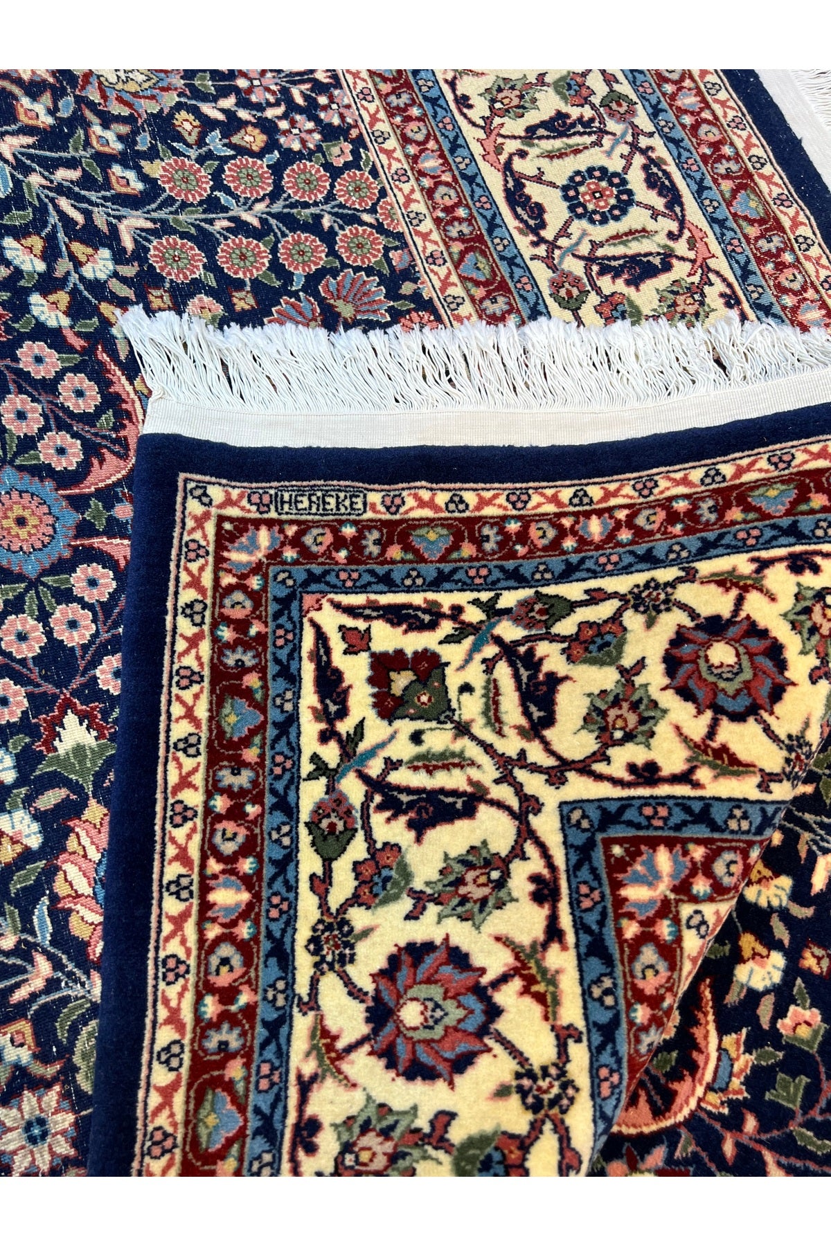 RD RAMAZAN DAG Hand Rug Art Hand-Woven Sumerbank Hereke Rug Signed Seven Mountains Flower Premium Quality Size 292x202 - MALLTURK