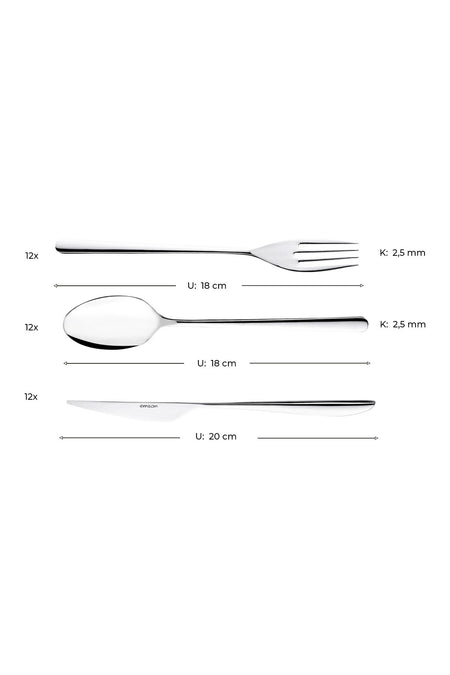 Emsan bello 18 Piece 6 Place Setting tatli Flatware Set - MALLTURK