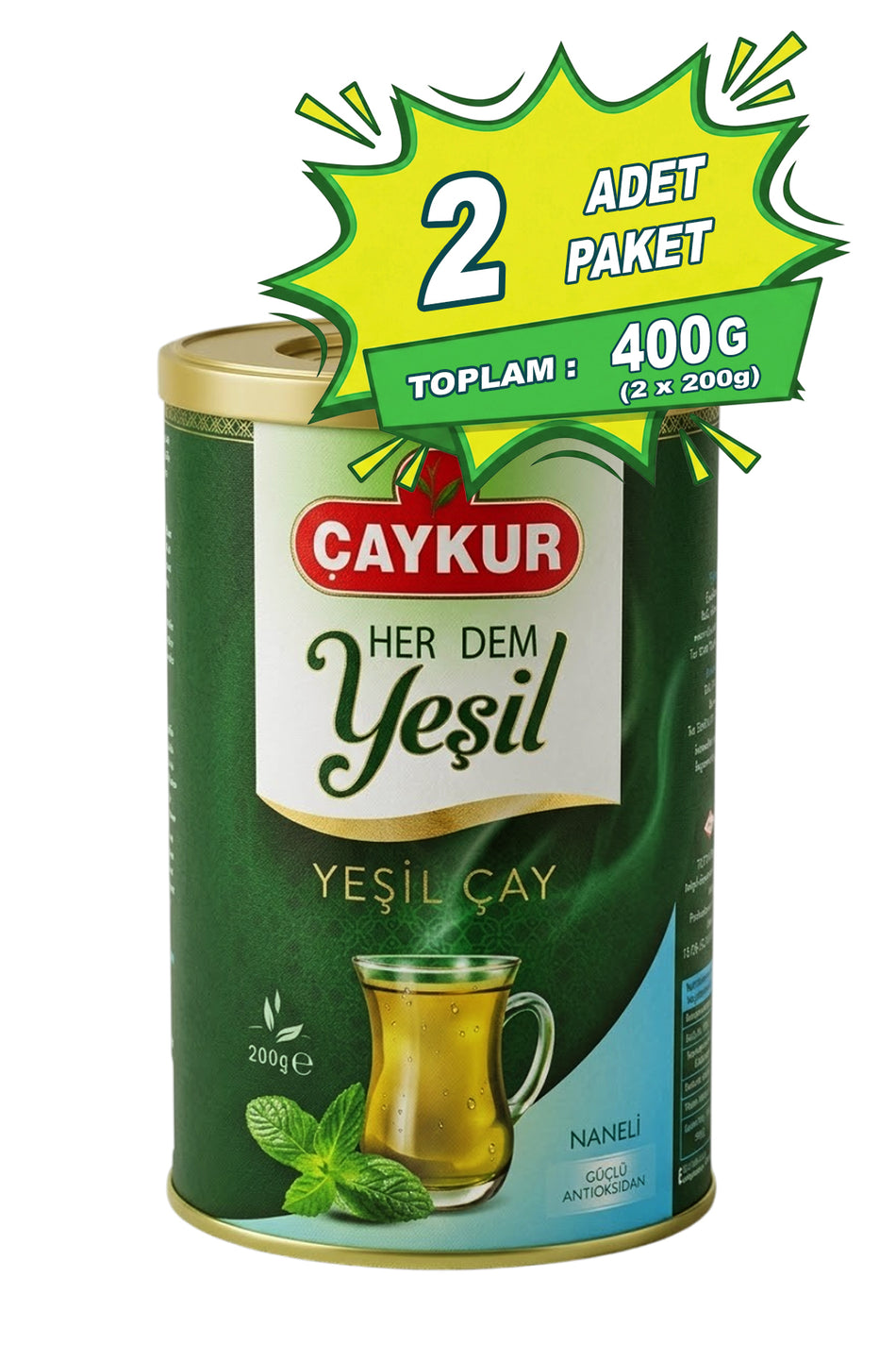 caykur Herdem Loose Leaf Green Tea with Mint 200 gr. Twin Pack - MALLTURK