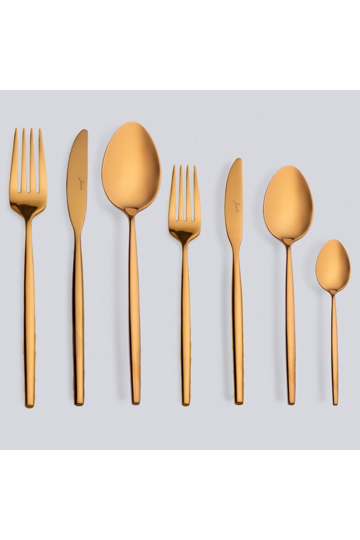 Jumbo 5900 infinity titanyum bronz 12 Place Setting 84 Piece Flatware Set - MALLTURK