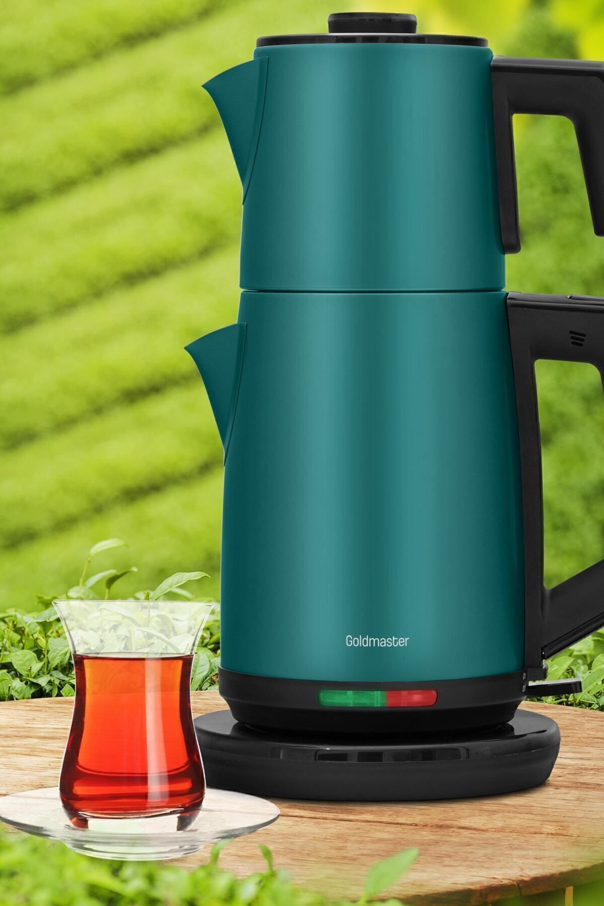 GoldMaster Acacia Green XL 2200 Watt Patented Drip-Free Design Stainless Steel Tea Maker and Water Kettle - MALLTURK