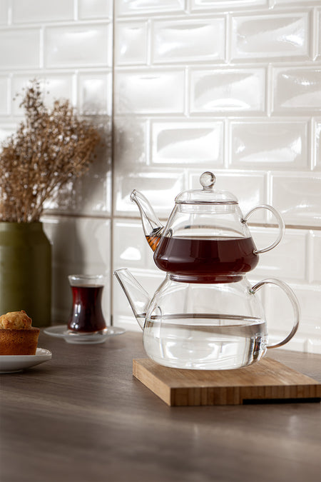 Emsan Lia Borosilicate Mini Teapot Set 0.76 - 1.3 Lt - MALLTURK
