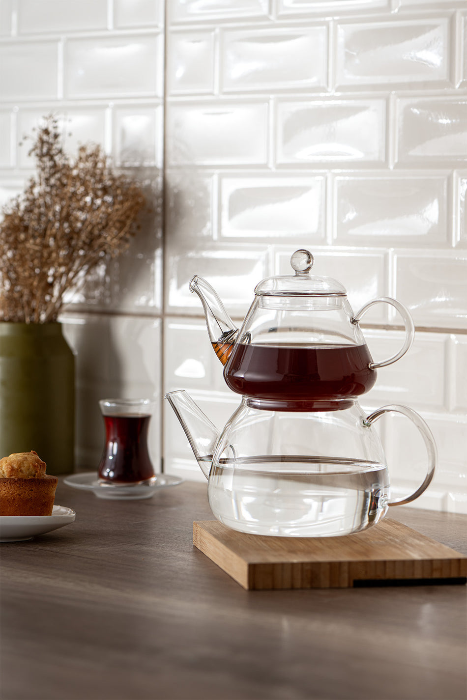 Emsan Lia Borosilicate Mini Teapot Set 0.76 - 1.3 Lt - MALLTURK