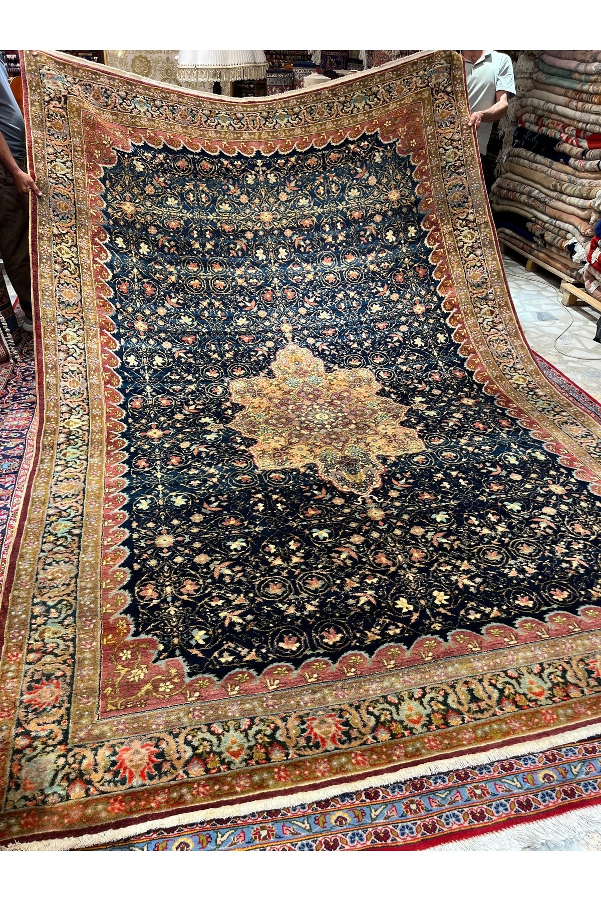 RD RAMAZAN DAG Hand Rug Art Hand-Woven Antique Feshane Rug Osmanli Design 120 Yas Old Size 370x240 - MALLTURK