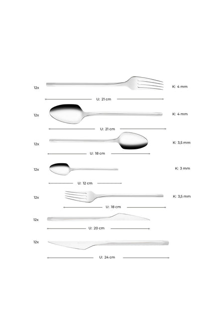 Emsan arven 84 Piece 12 Place Setting Boxed Flatware Set - MALLTURK