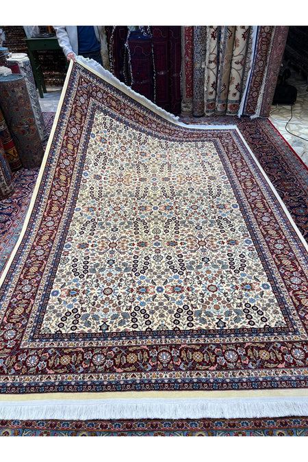 RD RAMAZAN DAG Hand Rug Art Hand-Woven Sumerbank Hereke Rug Signed Seven Mountains Flower Premium Quality Size 300x200 - MALLTURK