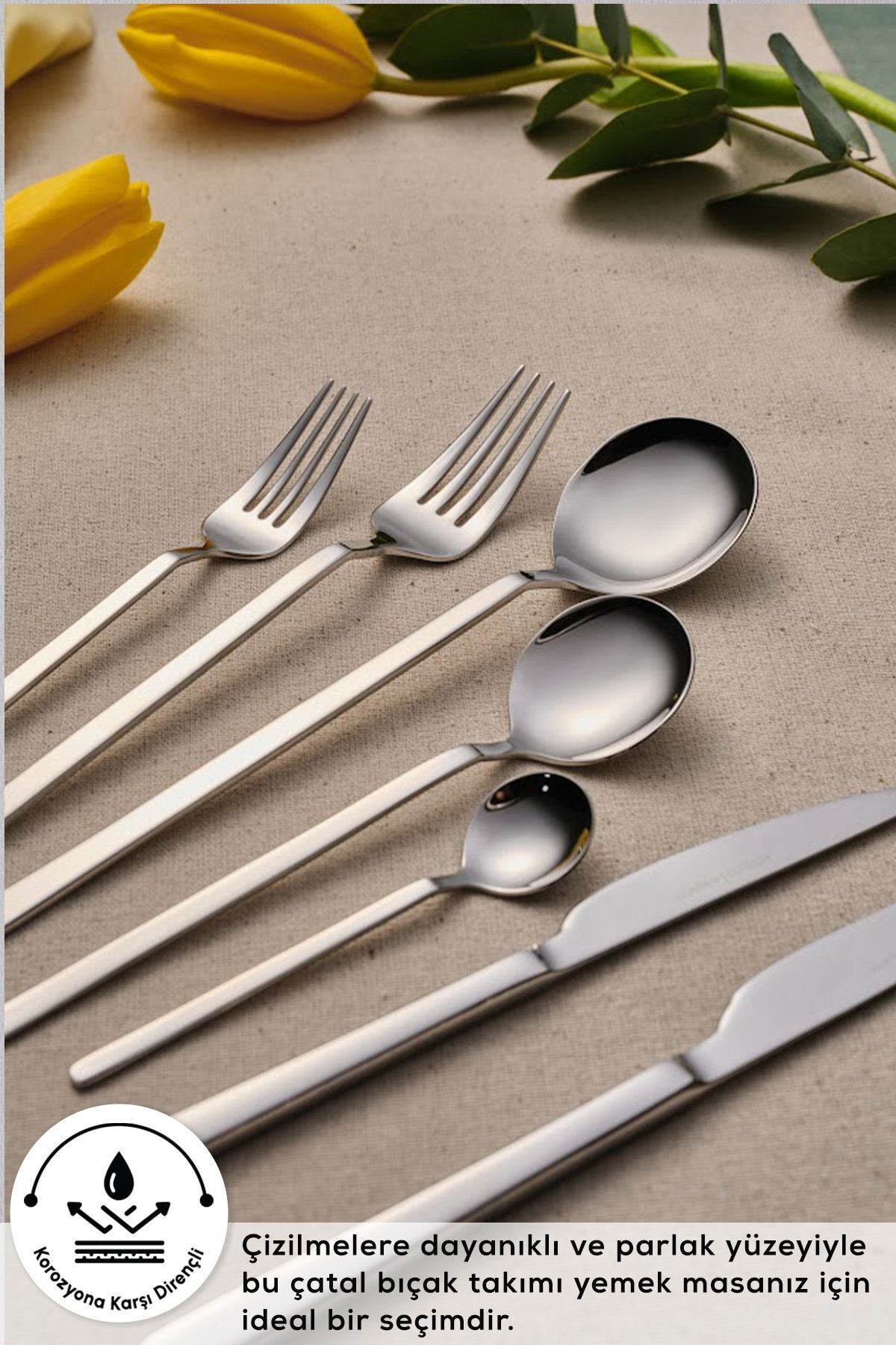 Karaca elegance gale platin 12 Place Setting 84 Piece Flatware Set - MALLTURK