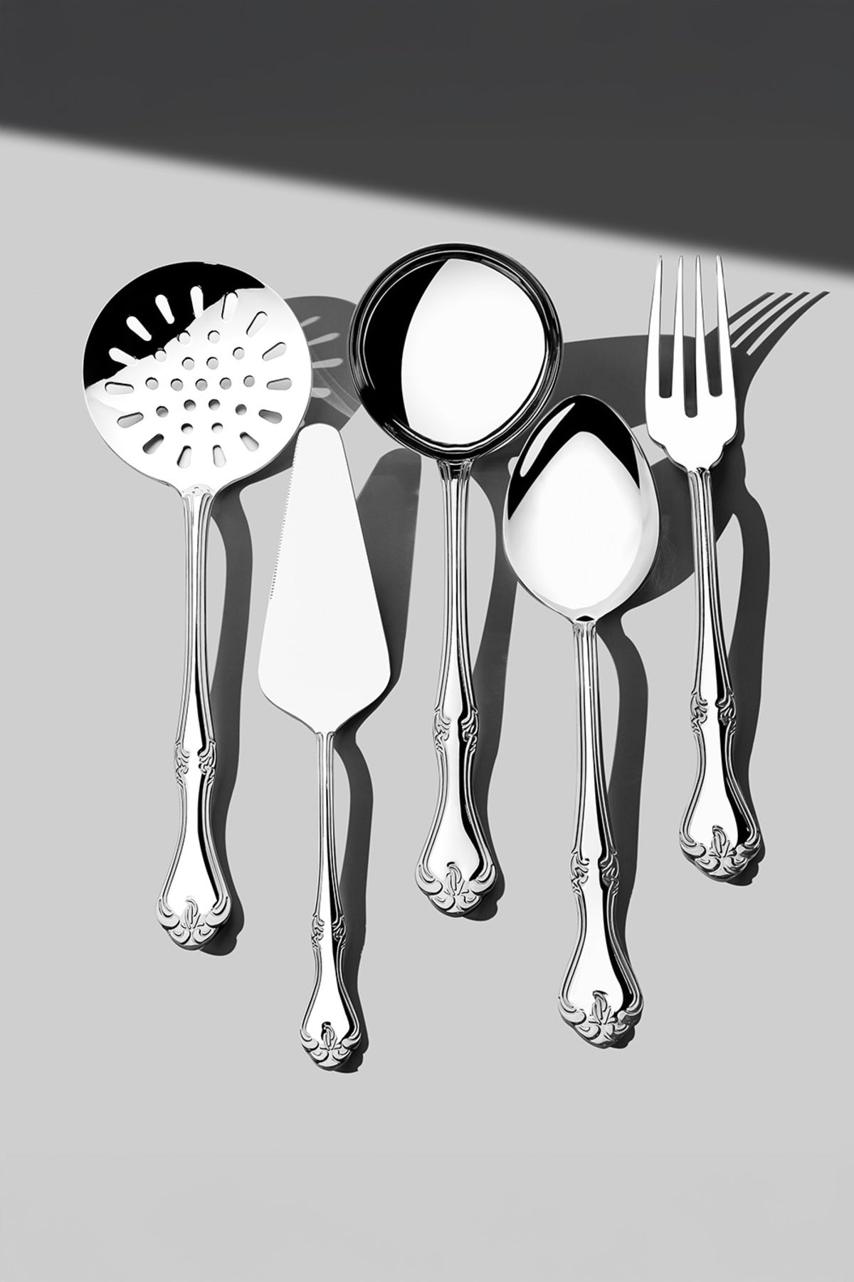 Nehir lalezar Plain 5 Piece Stainless Steel Serving Utensil Set - MALLTURK
