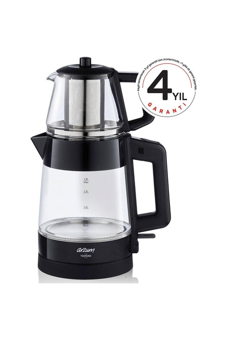 Arzum Teamond Glass Tea Maker - Black, 4-Year Warranty - MALLTURK
