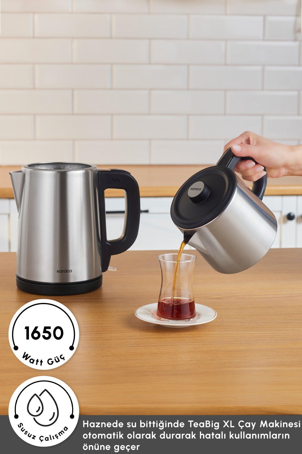 Karaca TeaBig XL 2-in-1 Stainless Steel Tea Maker and Water Kettle with 35 Tea Cup Capacity (inox) - MALLTURK
