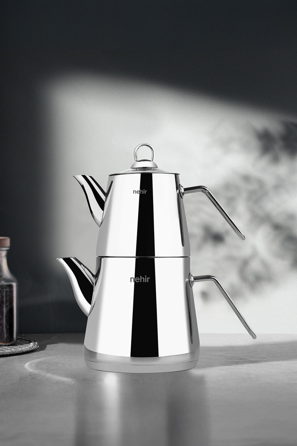 Nehir Alya Mini Small Size Stainless Steel 0.80-1.90 Lt. Teapot Set - MALLTURK