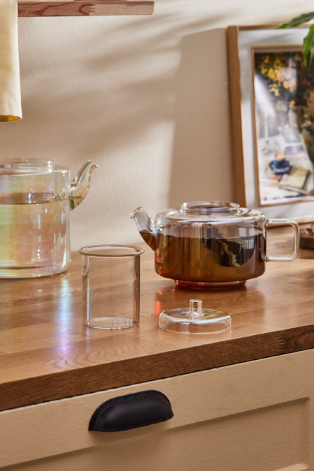 Karaca Flat Borosilicate Glass Midi Teapot Luster - MALLTURK