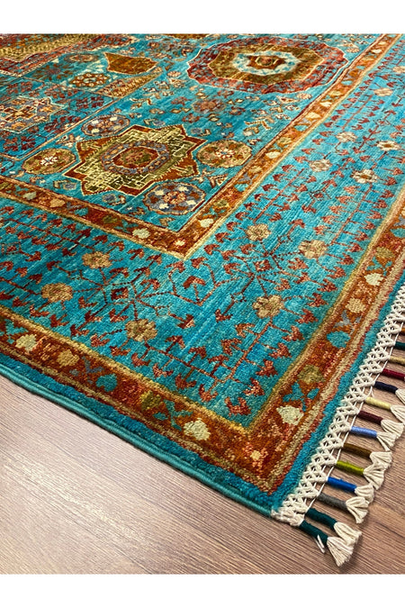 fethiyehalikilim Hand-Woven Afghan Memluk Rug %100 Wool%100 Hand-Woven Natural Decorative Rug, Handcrafted Original Design
