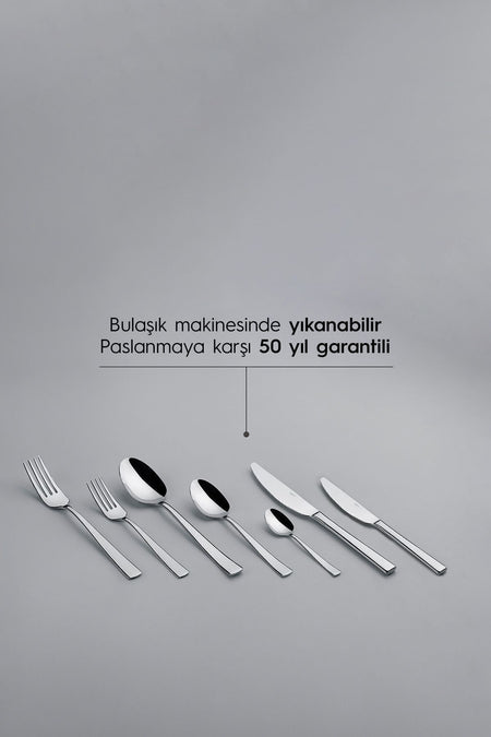Nehir deniz Plain 12 Place Setting 84 Piece Boxed Flatware Set - MALLTURK