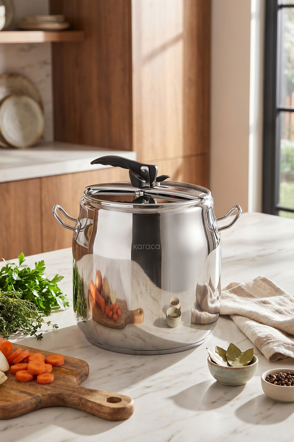 Karaca Heybeli Stainless Steel Large Deep Pressure Cooker 24 L - MALLTURK